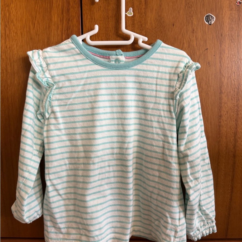 Mini Boden Aqua Striped Long Sleeve Tee